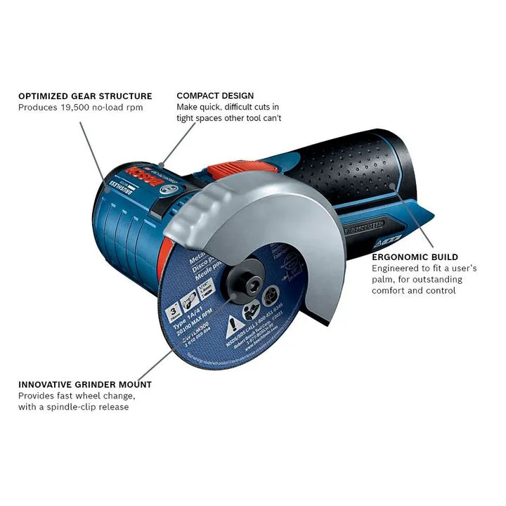 Bosch 12V Max Brushless 3-inch Angle Grinder (Bare Tool) - Professional Performance 1