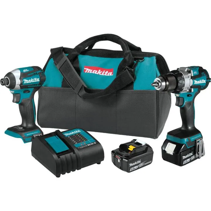 Makita 18V LXT Brushless Cordless 2-Piece Combo Kit with Dual 5.0Ah Batteries