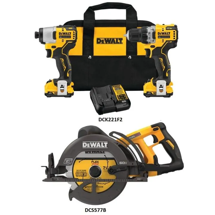DEWALT 60V MAX 7-1/4 Inch Cordless Saw & 12V MAX Combo Kit - Professional Performance Bundle 1