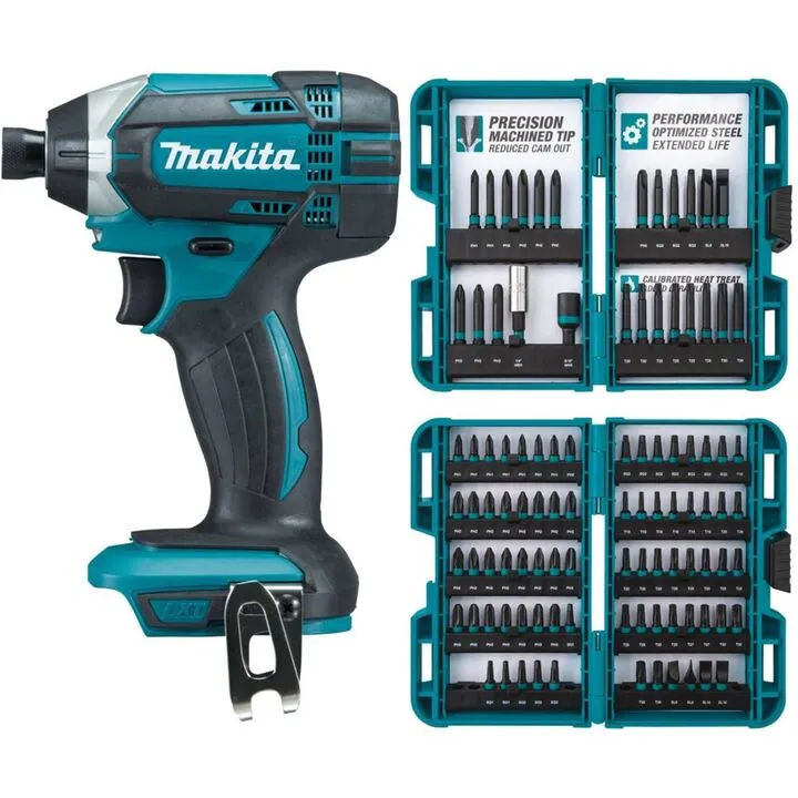 Makita 18V LXT Cordless Impact Driver (Tool Only) & ImpactX 100-Piece Professional Driver Bit Set