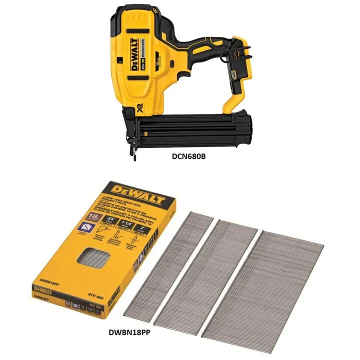 DEWALT 20V MAX Cordless Brad Nailer & Brad Nail Project Pack Bundle 1