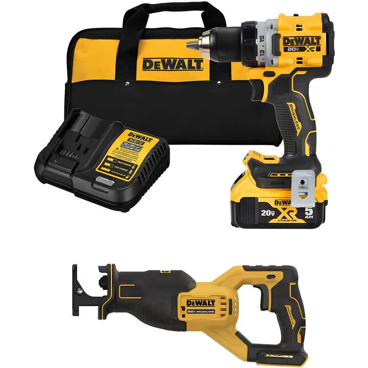 DEWALT 20V MAX XR Cordless 1/2in Drill/Driver & Reciprocating Saw Combo Kit