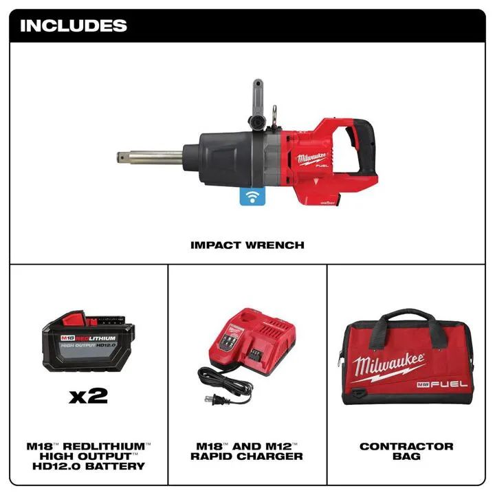 Milwaukee M18 FUEL 1-Inch D-Handle Extended Anvil High Torque Impact Wrench with ONE-KEY Kit 1