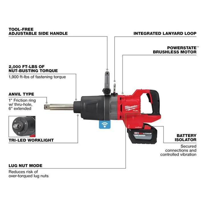 Milwaukee M18 FUEL 1-Inch D-Handle Extended Anvil High Torque Impact Wrench with ONE-KEY Kit 3