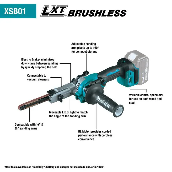 Makita 18V LXT 3/8 Inch x 21 Inch Detail Belt Sander (Bare Tool) 1