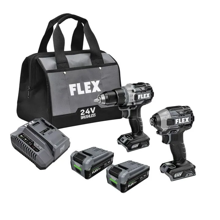 FLEX Hammer Drill with Turbo Mode and Quick Eject Impact Driver Professional Combo Kit
