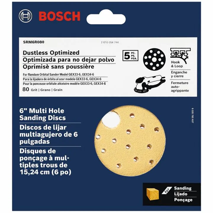 Bosch 6-Inch Dual Mode Random Orbit Sander Professional Kit with Premium Hook-and-Loop Sanding Discs 1