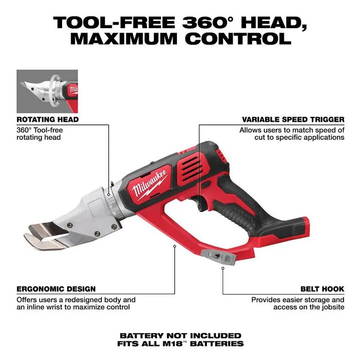 Milwaukee M18 Cordless 18 Gauge Single Cut Shear (Bare Tool) 1