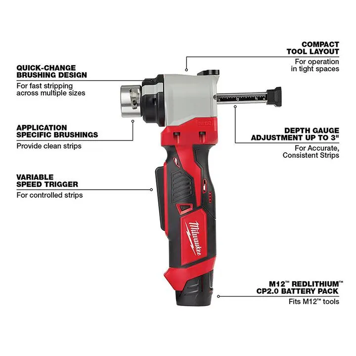 Milwaukee M18 Cordless Cable Stripper Kit for Cu RHW / RHH / USE 3