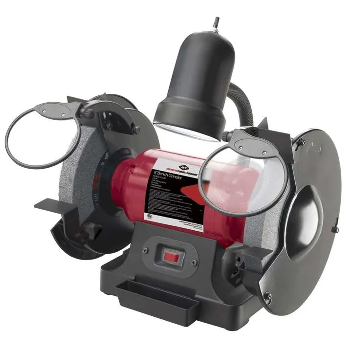 American Forge 8in Bench Grinder - 120V 4.8 Amp 3/4 HP Professional Workshop Tool
