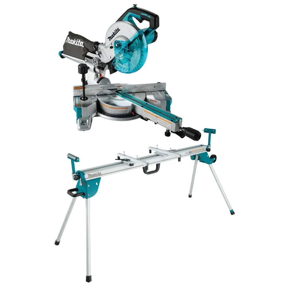 Makita 8-1/2 Inch Slide Compound Miter Saw & Professional Folding Miter Saw Stand Bundle