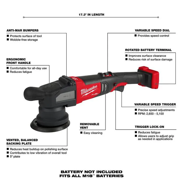 Milwaukee M18 FUEL 15mm Random Orbital Polisher (Bare Tool) 2