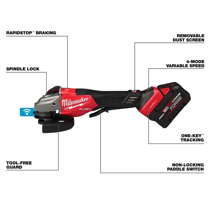 Milwaukee M18 FUEL 4-1/2 Inch-6 Inch Variable Speed Braking Grinder with ONE-KEY (Kit) 1