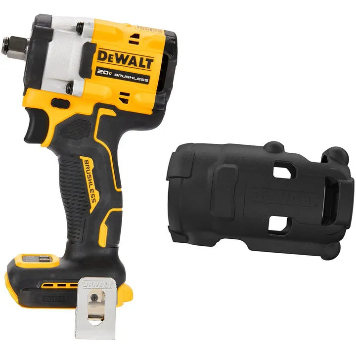 DEWALT ATOMIC 20V MAX 1/2-inch Cordless Impact Wrench with Hog Ring (Bare Tool) & Protective Boot
