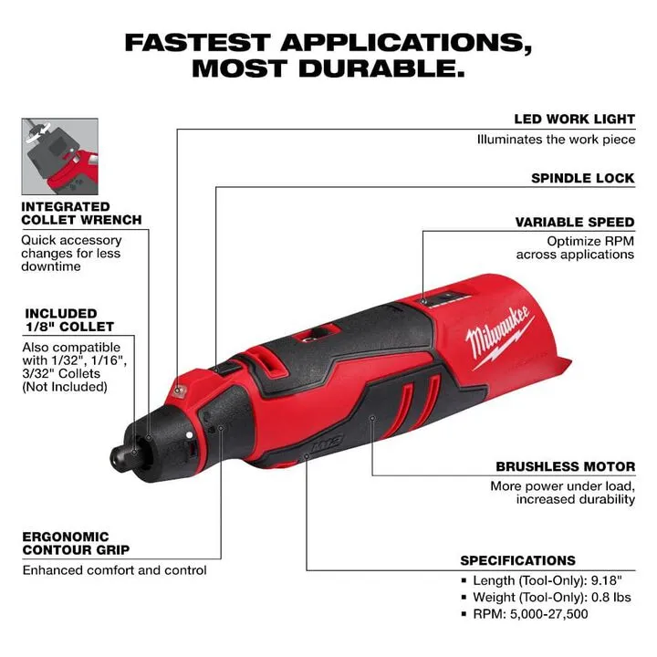 Milwaukee M12 Subcompact Brushless 2-Tool Combo Kit and Rotary Tool Bundle 5