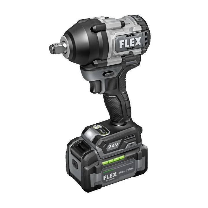 FLEX 24V Cordless 1/2 Inch Mid Torque Impact Wrench Kit - Professional Grade Performance 2