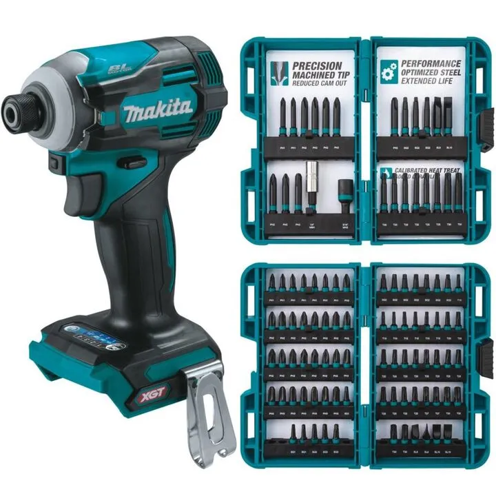 Makita 40V Max XGT 4-Speed Impact Driver (Bare Tool) with ImpactX 100-Piece Professional Driver Bit Set