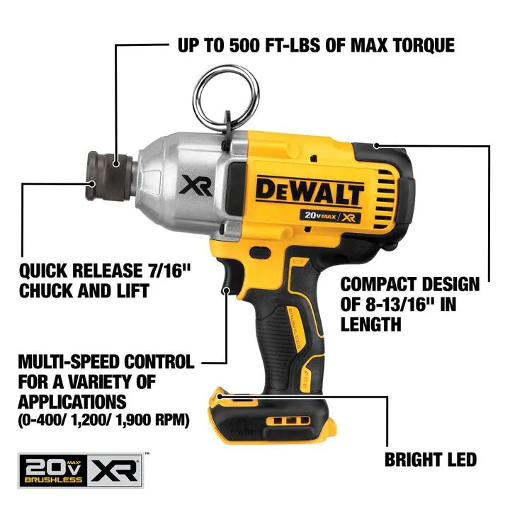 DEWALT 20V MAX XR 7/16in Impact Wrench with Quick Release Chuck (Bare Tool) 2