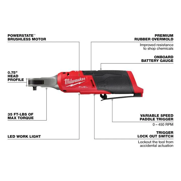 Milwaukee M12 FUEL 1/4" High Speed Ratchet (Bare Tool) - Professional Performance Edition 2