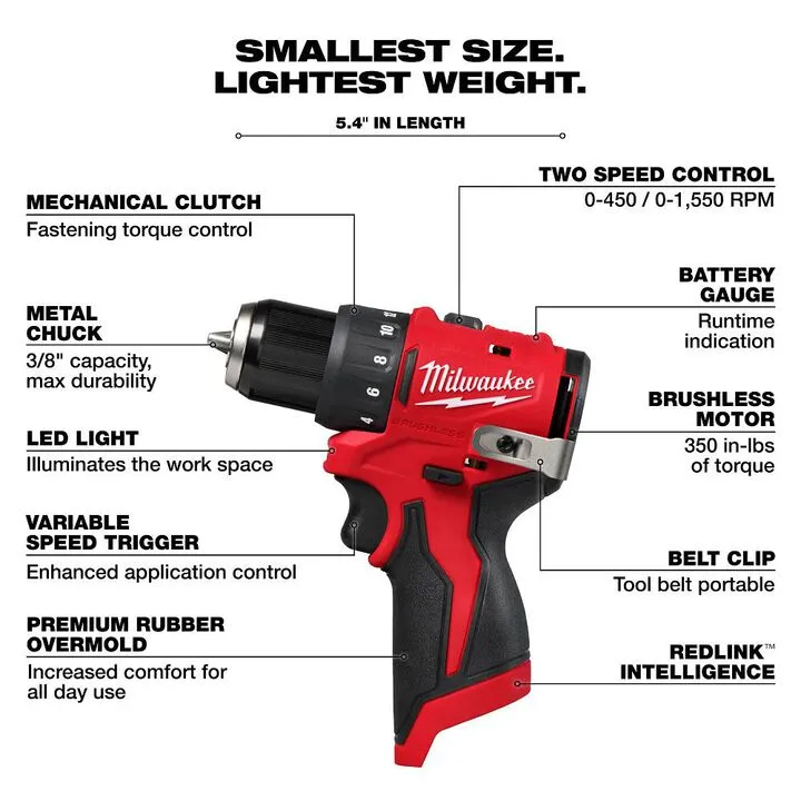 Milwaukee M12 Subcompact Brushless 2-Tool Combo Kit - Professional Performance Series 3
