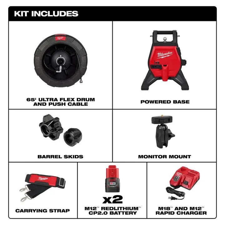 Milwaukee M12 65 Ft. Ultra Flex Compact Inspection Camera Kit - Professional Grade Diagnostic Solution 1