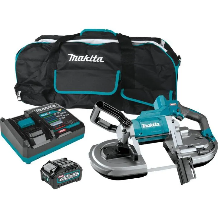 Makita 40V max XGT Brushless Cordless Deep Cut Portable Band Saw 4Ah Kit with 3-Pack 18 TPI Bi-Metal Blades 4