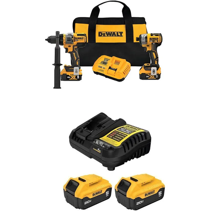 DEWALT 20V MAX Cordless Drill & Driver Combo Kit with 5Ah Starter Kit