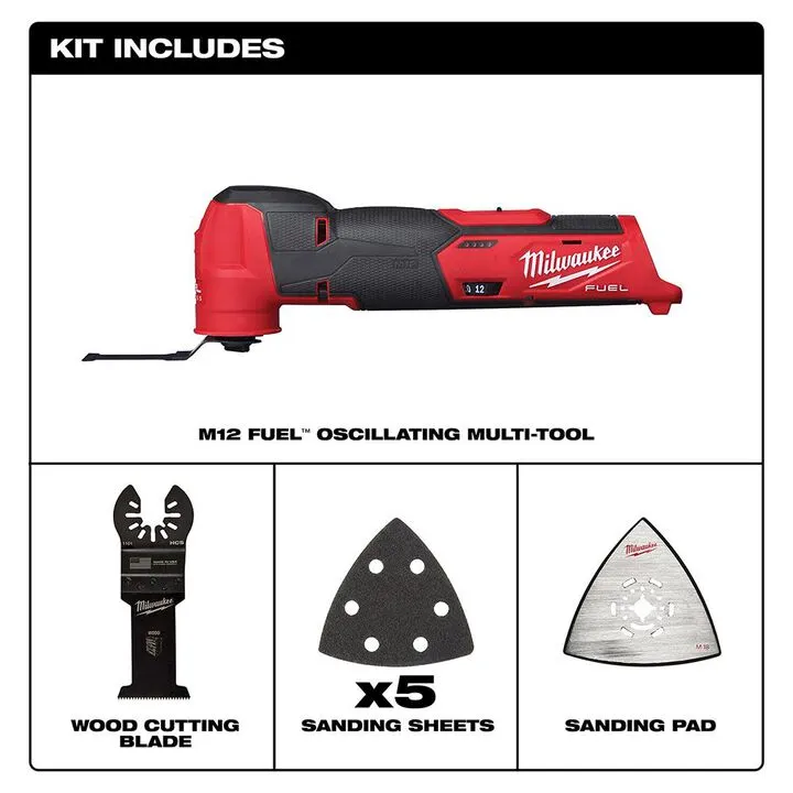 Milwaukee M12 Oscillating Multi-Tool Bundle: Includes 2Ah & 4Ah Batteries for Extended Runtime 1