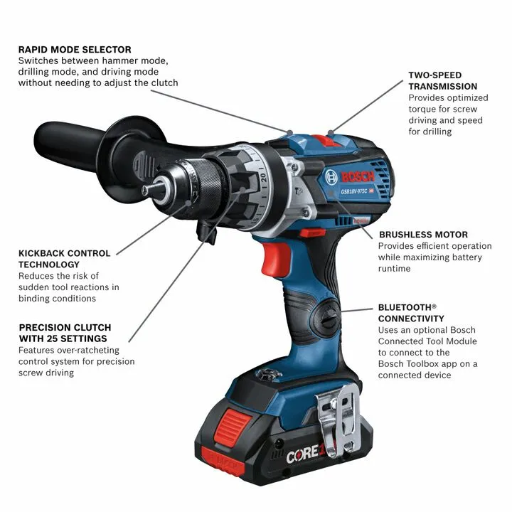 Bosch 18V 1/2 Inch Drill Driver Kit (Factory Reconditioned) 7