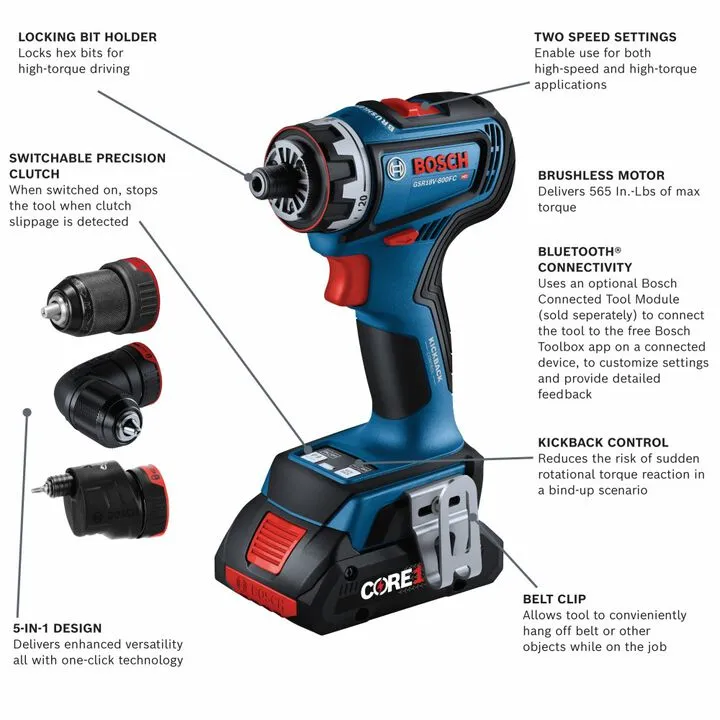 Bosch 18V Flexiclick 5-In-1 Drill Driver System (Professional Reconditioned Kit) 1