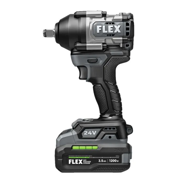 FLEX 24V Cordless 1/2 Inch Mid Torque Impact Wrench Stacked Lithium Kit 4