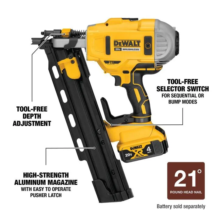 DEWALT 20V MAX 21 Degree Plastic Collated Cordless Framing Nailer Kit 2