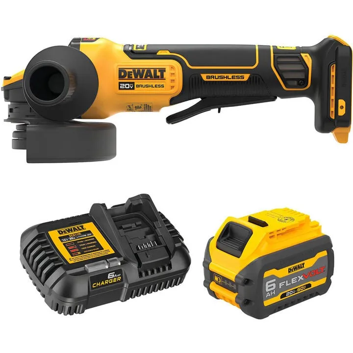 DEWALT 20V MAX 4-1/2 Inch - 5 Inch Cordless Paddle Switch Angle Grinder & FLEXVOLT Starter Kit