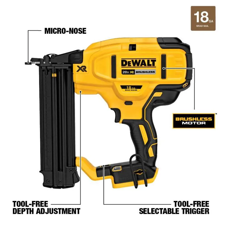 DEWALT 20V MAX XR 18 Gauge Brad Nailer (Bare Tool) 1