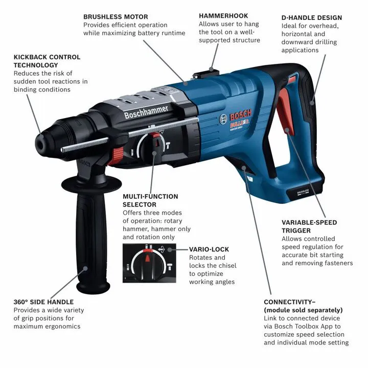 Bosch 18V Rotary Hammer SDS Plus Bulldog 1 1/8in (Bare Tool) 1