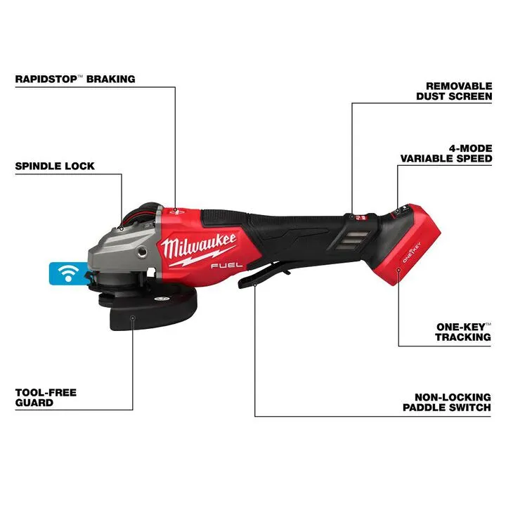 Milwaukee M18 FUEL 4-1/2 in. - 6 in. Variable Speed Braking Grinder with ONE-KEY 3