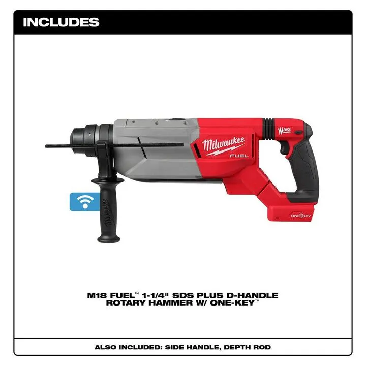 Milwaukee M18 FUEL 1-1/4" SDS Plus D-Handle Rotary Hammer with ONE-KEY (Bare Tool) 1