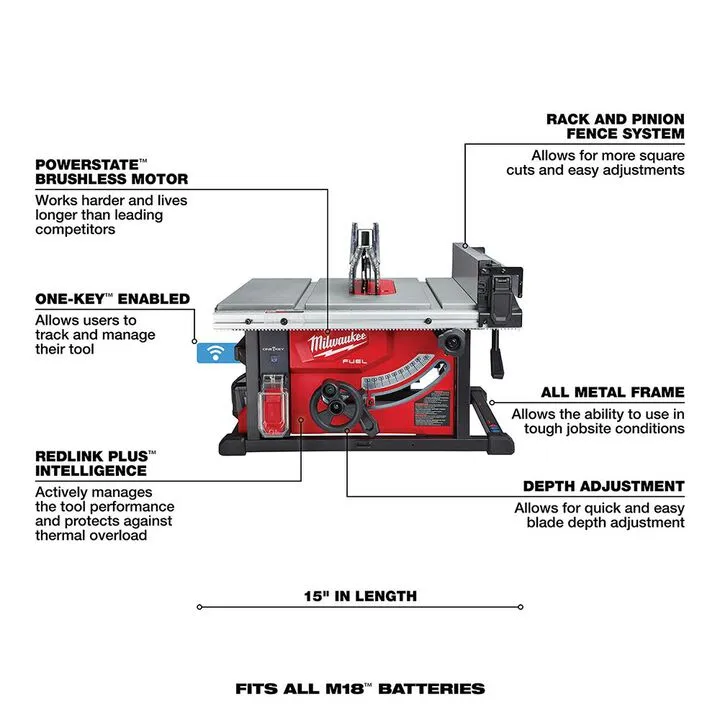 Milwaukee M18 FUEL 8-1/4 in. Table Saw with ONE-KEY Kit - Professional Grade Precision 3