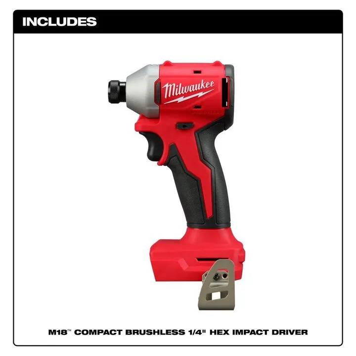 Milwaukee M18 Compact Brushless 1/4 Inch Hex Impact Driver (Reconditioned) 2
