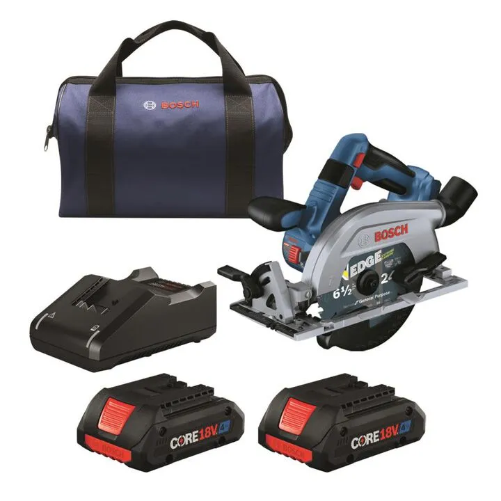 Bosch 18V 6-1/2in Circular Saw Blade Left Kit with 2 CORE18V 4Ah Compact Batteries (US Standard)
