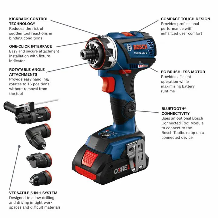 Bosch Professional 10in Miter Saw and 18V EC Flexiclick 5-in-1 Drill Driver Kit Bundle 2