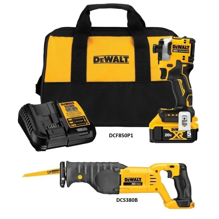 DEWALT 20V MAX Cordless Impact Driver and Reciprocating Saw Professional Combo Kit 1