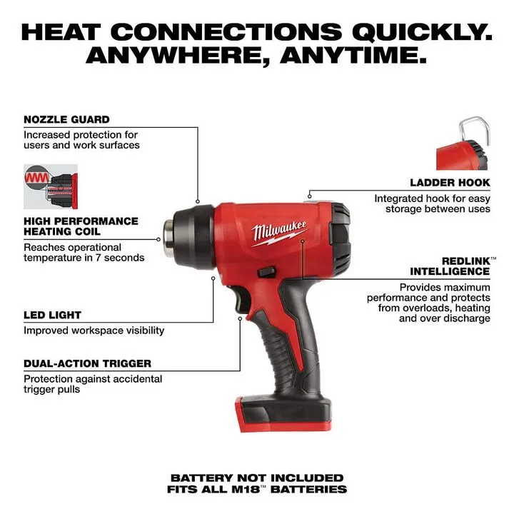 Milwaukee M18 Compact Heat Gun (Bare Tool) & Accessory Assortment Bundle 1