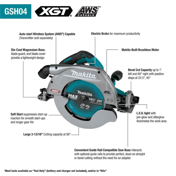 Makita 40V max XGT 10-1/4in Circular Saw Guide Rail Compatible Base (Bare Tool) 3