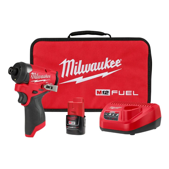 Milwaukee M12 FUEL 1/4 Inch Hex Impact Driver Kit - High-Performance Brushless Power