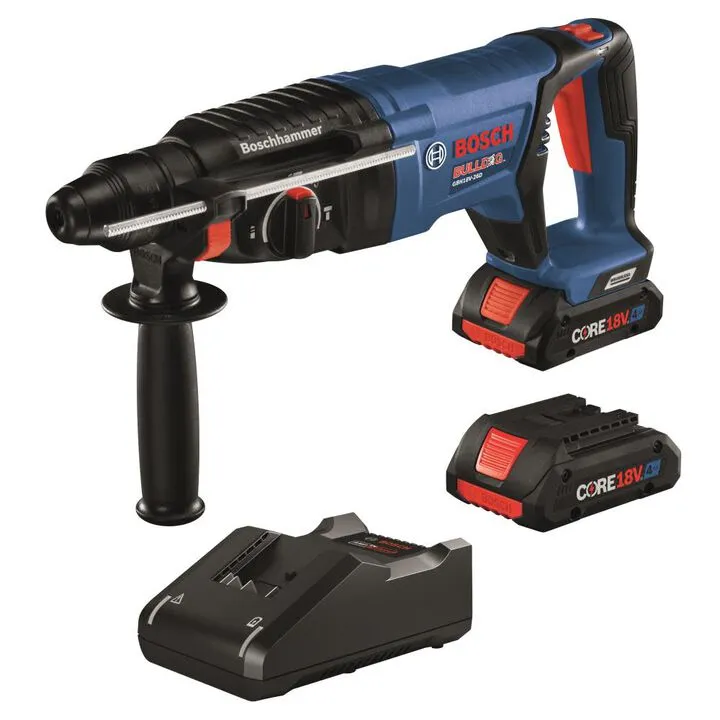 Bosch 18V EC SDS Plus Bulldog 1in Rotary Hammer Kit - Professional Grade Cordless Performance