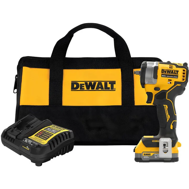 DEWALT 20V MAX 3/8in Cordless Impact Wrench & POWERSTACK Compact Battery Kit