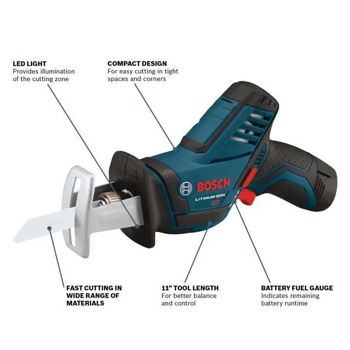 Bosch 12V Max Pocket Reciprocating Saw (Bare Tool) - Compact & Professional Cordless Power 3