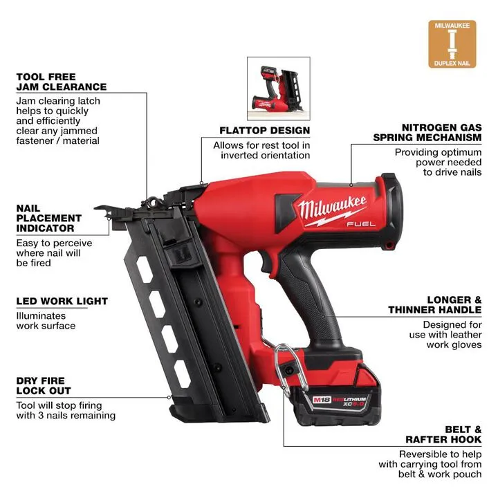 Milwaukee M18 FUEL Duplex Nailer Kit - Authentic Professional Grade 3