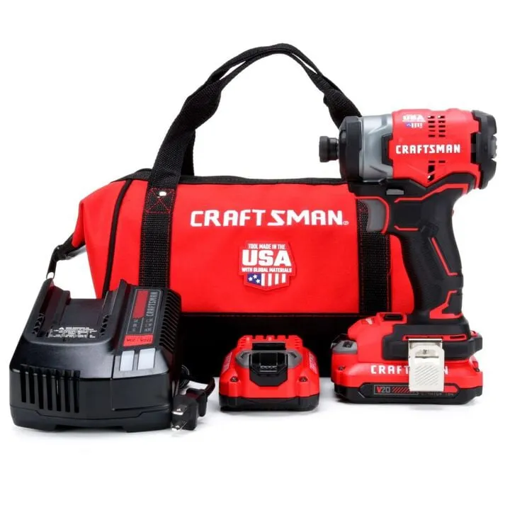 CRAFTSMAN V20 Cordless Brushless 1/4-Inch Impact Driver Kit - High-Performance Professional Tooling